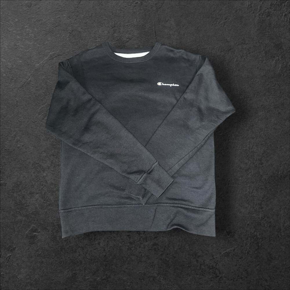 Champion Black Crewneck Sweatshirt with Small Chest Logo